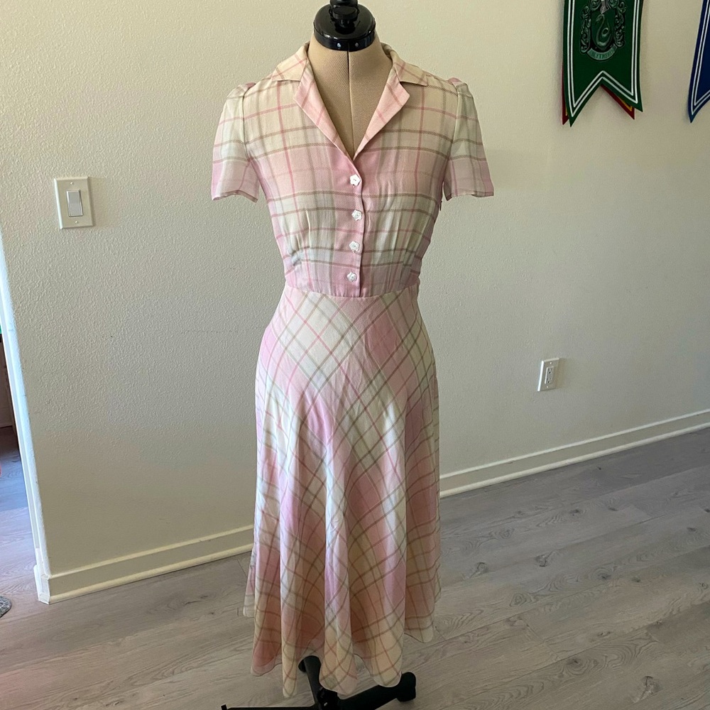 Ralph Lauren Midi 2P Plaid Silk Dress